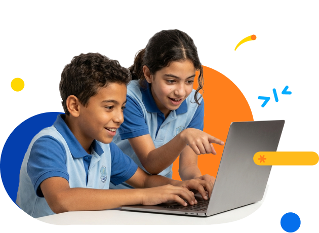 Two students learning on a laptop